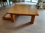 Massieve Eiken Salontafel met Bak, Ophalen, 50 tot 75 cm, Vierkant, Landelijk
