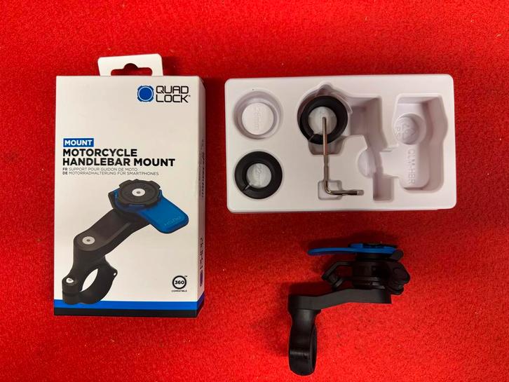 Quad Lock met Demper + iPhone 15 Pro Max Hoes, Motoren, Accessoires | Overige, Zo goed als nieuw, Ophalen of Verzenden