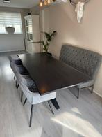 Eettafel met bank en stoelen, 100 tot 150 cm, Eikenhout, 200 cm of meer, Ophalen of Verzenden