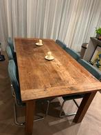 Eikenhouten tafel met eetkamerstoelen, Ophalen, Eikenhout, 200 cm of meer, Mooie stijl.