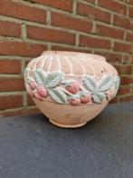 Vintage terracotta fruitmotief bloempot, Terracotta, Gebruikt, Ophalen of Verzenden