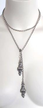 Antieke Zilv. Jasseron Ketting m. Breidoppen. GRATIS Verz., Verzenden, Zilver, Ketting