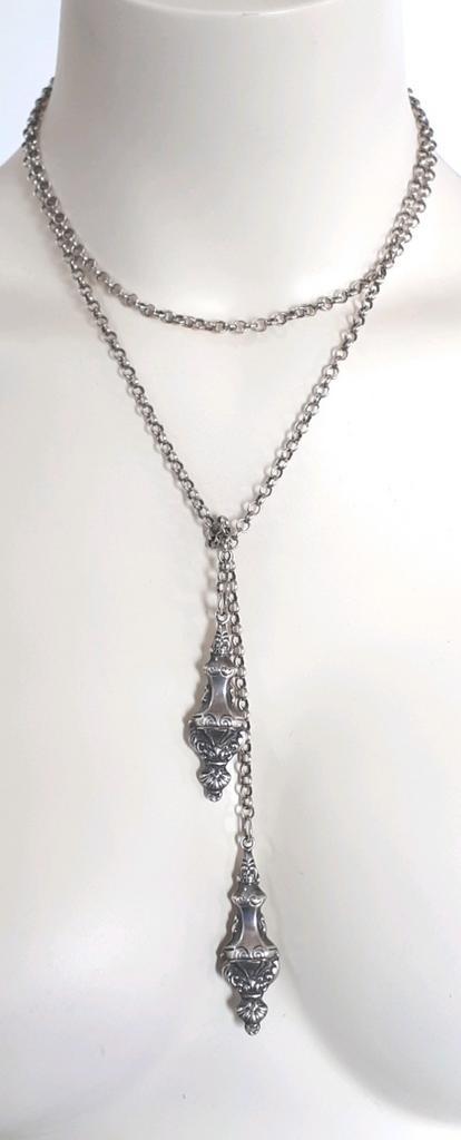 Antieke Zilv. Jasseron Ketting m. Breidoppen. GRATIS Verz., Sieraden, Tassen en Uiterlijk, Antieke sieraden, Ketting, Zilver, Verzenden