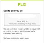Flixbus voucher, Eén persoon, Cadeaubon