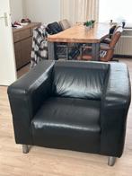 Zwarte leren kubus vorm stoel, Ophalen, Gebruikt, Minder dan 75 cm, Leer