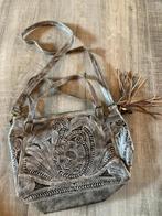 Vintage tooled leather leren schoudertas damestas boho tas, Ophalen of Verzenden, Zo goed als nieuw, Grijs, Schoudertasje