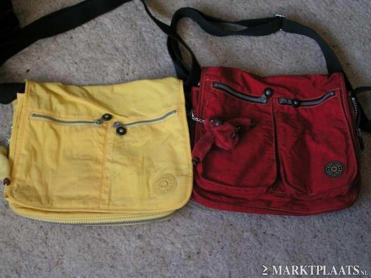 Kipling schoudertas geel tas met aapje, Verzenden, Zo goed als nieuw, Geel, Kipling