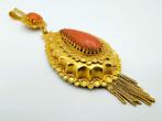 Gouden hanger met bloedkoralen en baardje, NL, ca. 1900, Sieraden, Tassen en Uiterlijk, Antieke sieraden, Verzenden, Goud, Hanger