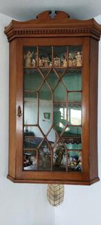 Mooie houten hoekkast met glazen deur, Antiek en Kunst, Antiek | Meubels | Kasten, Ophalen