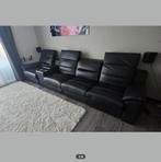 Elektrische relaxe zwarte leren bank, Huis en Inrichting, Ophalen of Verzenden, Gebruikt