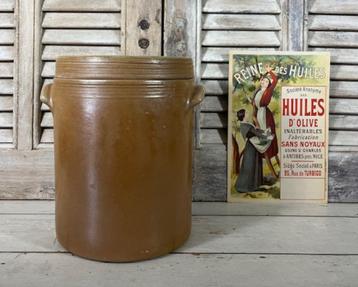 Antieke Franse olijven pot maat 6 met deksel beschikbaar voor biedingen