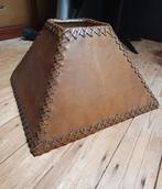 Vintage Lederen Lampenkap, Huis en Inrichting, Lampen | Lampenkappen, Ophalen, Gebruikt, Vierkant, Bruin