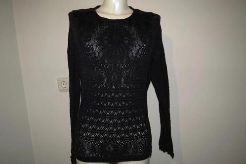 High tech open gewerkte stretch trui sier werk hals 36/38, Kleding | Dames, Truien en Vesten, Zo goed als nieuw, Maat 36 (S), Zwart