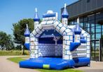 Standaard Kasteel Blauw springkussen huren per weekend, Hobby en Vrije tijd, Feestartikelen | Verhuur, Ophalen, Zo goed als nieuw