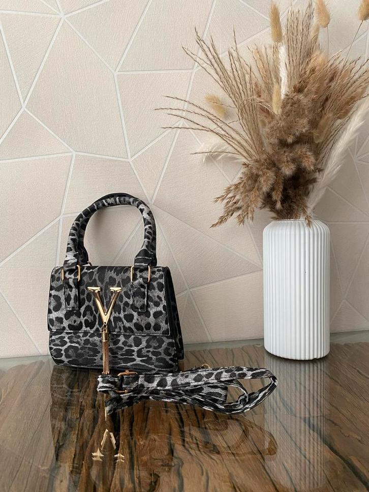 Hippe Handtas met Luipaardprint, Sieraden, Tassen en Uiterlijk, Tassen | Damestassen, Nieuw, Handtas, Grijs, Ophalen of Verzenden