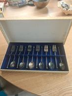 Gebaksvorkjes en lepeltjes verzilverd in doos, Antiek en Kunst, Antiek | Bestek, Ophalen of Verzenden