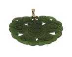 Grote handgemaakt Jade nefriet 14k gouden ketting hanger, Sieraden, Tassen en Uiterlijk, Antieke sieraden, Ophalen of Verzenden