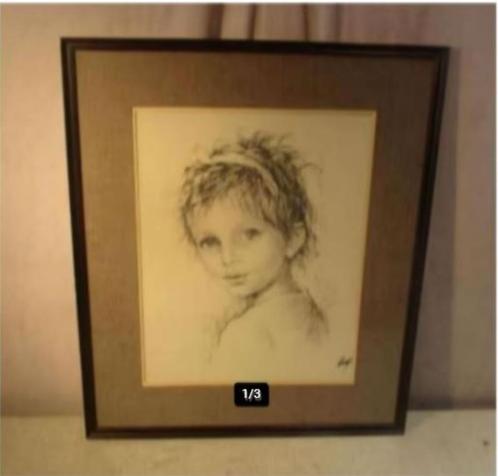 Mooie Tekening 'Meisje met Haarlint' - gesigneerd, Antiek en Kunst, Kunst | Tekeningen en Foto's, Ophalen of Verzenden