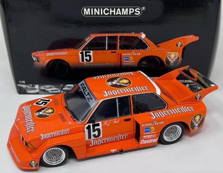 Minichamps BMW 320i Jägermeister DRM Eifelrennen 1977 Stuck, Hobby en Vrije tijd, Modelauto's | 1:18, Zo goed als nieuw, Auto