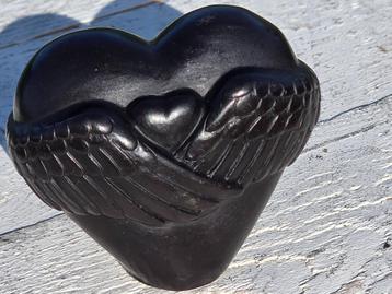 bronzen mini urn / HART MET VLEUGELS / BRONS beschikbaar voor biedingen