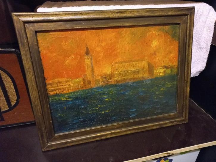 Schilderij zicht op Venetië van G.E.A. Schroth, Antiek en Kunst, Kunst | Schilderijen | Klassiek, Ophalen