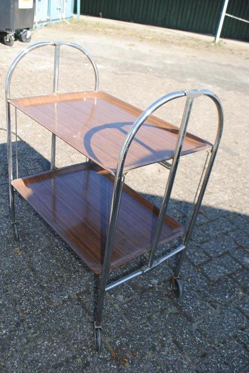 Sixties serveerwagen trolley kastje opklapbaar, Antiek en Kunst, Curiosa en Brocante, Ophalen