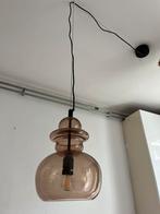 Retro hanglamp vintage bruin glas, Huis en Inrichting, Lampen | Hanglampen, Ophalen of Verzenden, Zo goed als nieuw, Glas, Minder dan 50 cm
