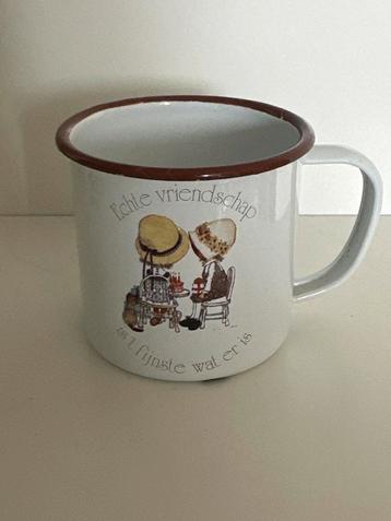 Vintage Emaille Mok - Vriendschap beschikbaar voor biedingen