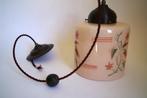 art deco hanglamp zalmroze glas bakeliet porselein bloem, Huis en Inrichting, Lampen | Hanglampen, Gebruikt, Ophalen of Verzenden