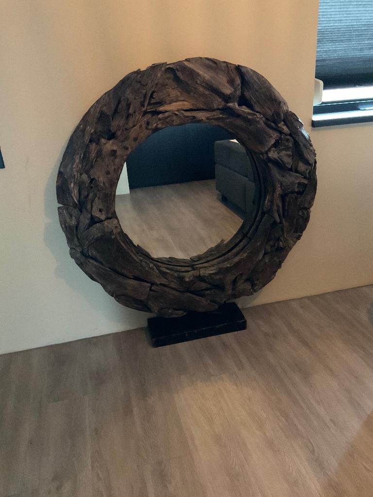 Grote spiegel, Huis en Inrichting, Woonaccessoires | Spiegels, Ophalen, 100 tot 150 cm, Rond, Zo goed als nieuw