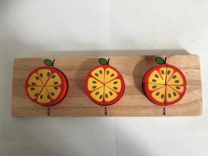 Houten puzzel / fruitpuzzel. JanbibeJan. Rekenen / delen., Kinderen en Baby's, Speelgoed | Educatief en Creatief, Zo goed als nieuw