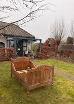 PRACHTIG MASSIEF EIKEN KAJUITBED/KNOPPENBED., Ophalen, 180 cm of meer, 85 tot 100 cm, Lattenbodem