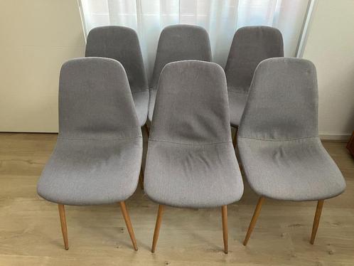 Eetkamer stoelen, Huis en Inrichting, Stoelen, Gebruikt, Vijf, Zes of meer stoelen, Hout, Stof, Grijs, Ophalen