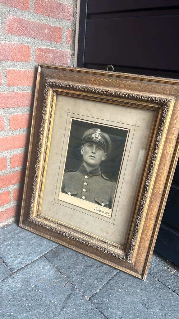 Militaire foto ingelijst - Circa 1900-1920, Antiek en Kunst, Kunst | Schilderijen | Klassiek, Ophalen of Verzenden