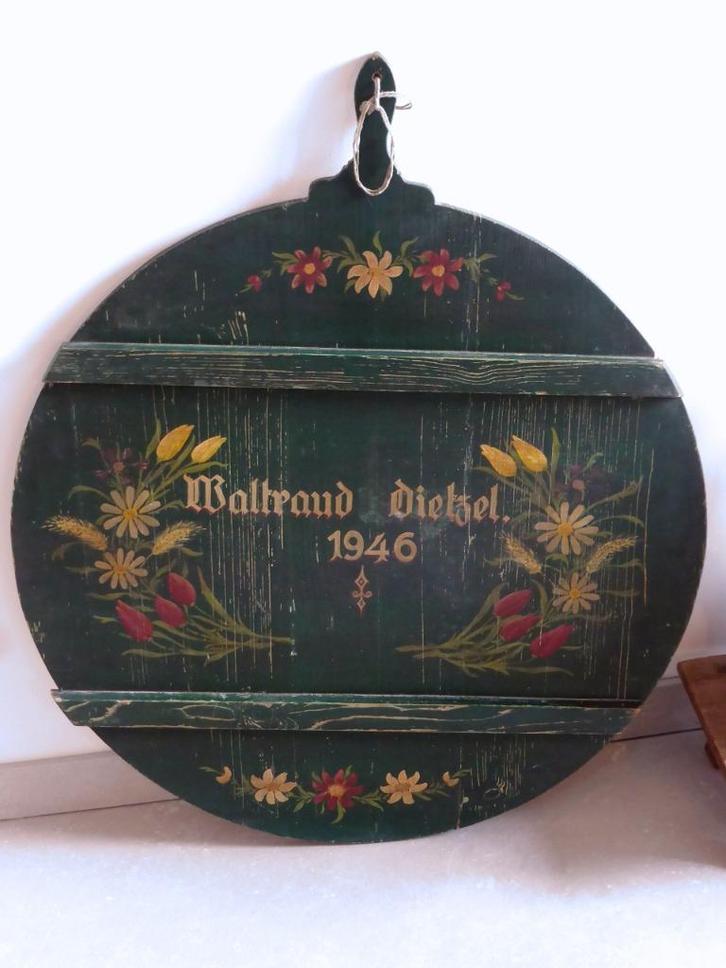 UNIEK * Grote antieke hand beschilderde broodplank, Antiek en Kunst, Curiosa en Brocante, Ophalen of Verzenden