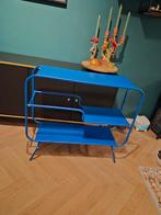 Leuk blauw kastje met 3 planken, Huis en Inrichting, Tafels | Sidetables, Ophalen, Gebruikt, Minder dan 50 cm, Minder dan 25 cm
