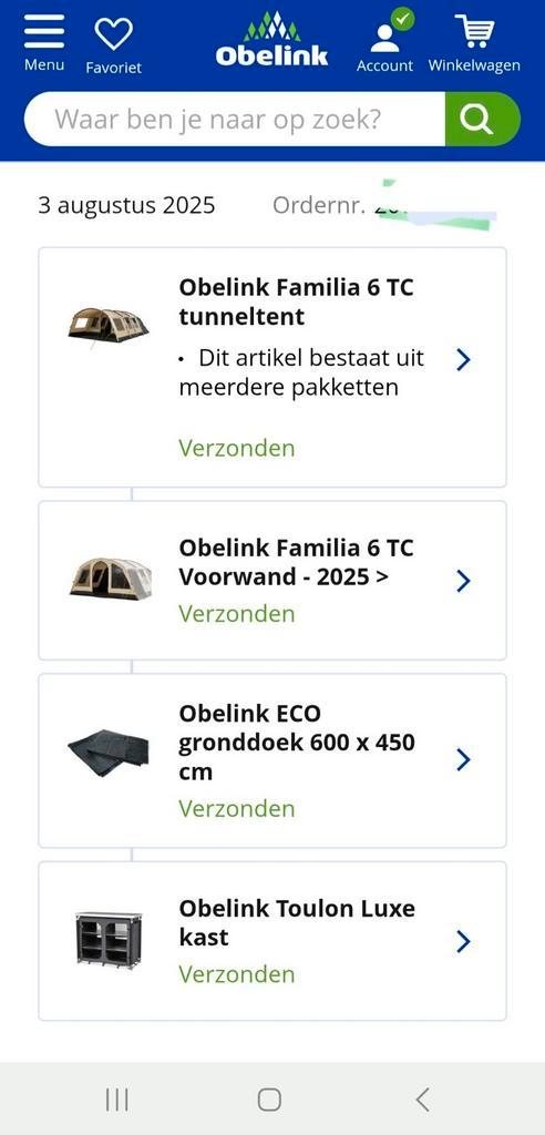 Nieuwe Obelink Familietent 6tc 2025 in Doos!, Caravans en Kamperen, Tenten, Ophalen