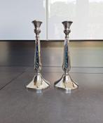 Judaica Shabbat kandelaars sterling zilver/emaille, Ophalen of Verzenden, Zilver