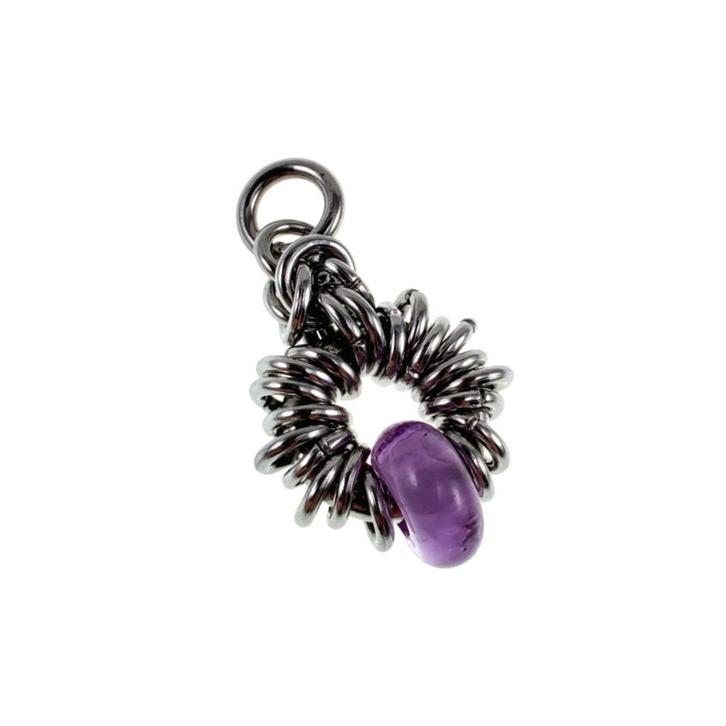 32mm Paarse Amethiststeen Hanger Unisex Gepolijst RVS Uniek, Sieraden, Tassen en Uiterlijk, Kettinghangers, Nieuw, Overige materialen