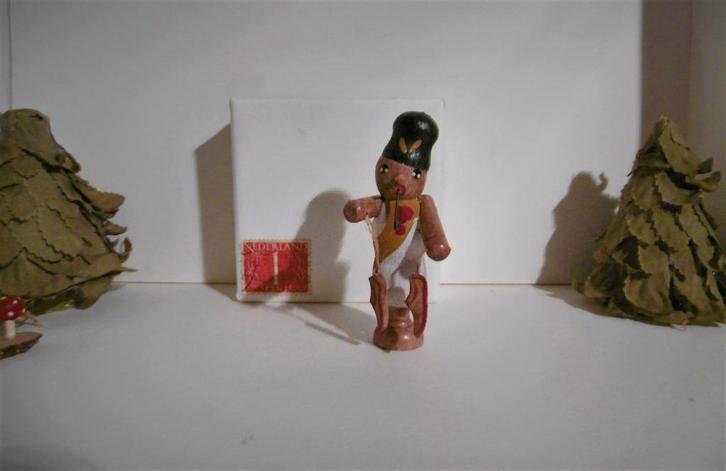 oud houten rookmannetje Duits pop kerst schaatsen, Diversen, Kerst, Verzenden