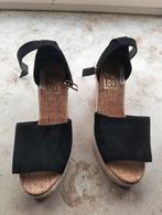 Love Our Planet espadrille sandalen kurk sleehak zwart, Zwart, Zo goed als nieuw, Rovi, Sandalen of Muiltjes