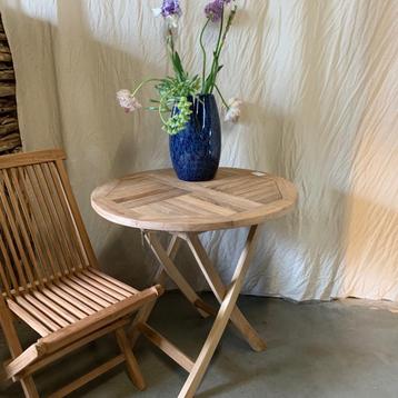 Tuintafel - opklapbaar - 80 cm - massief teak - TTM Wonen beschikbaar voor biedingen