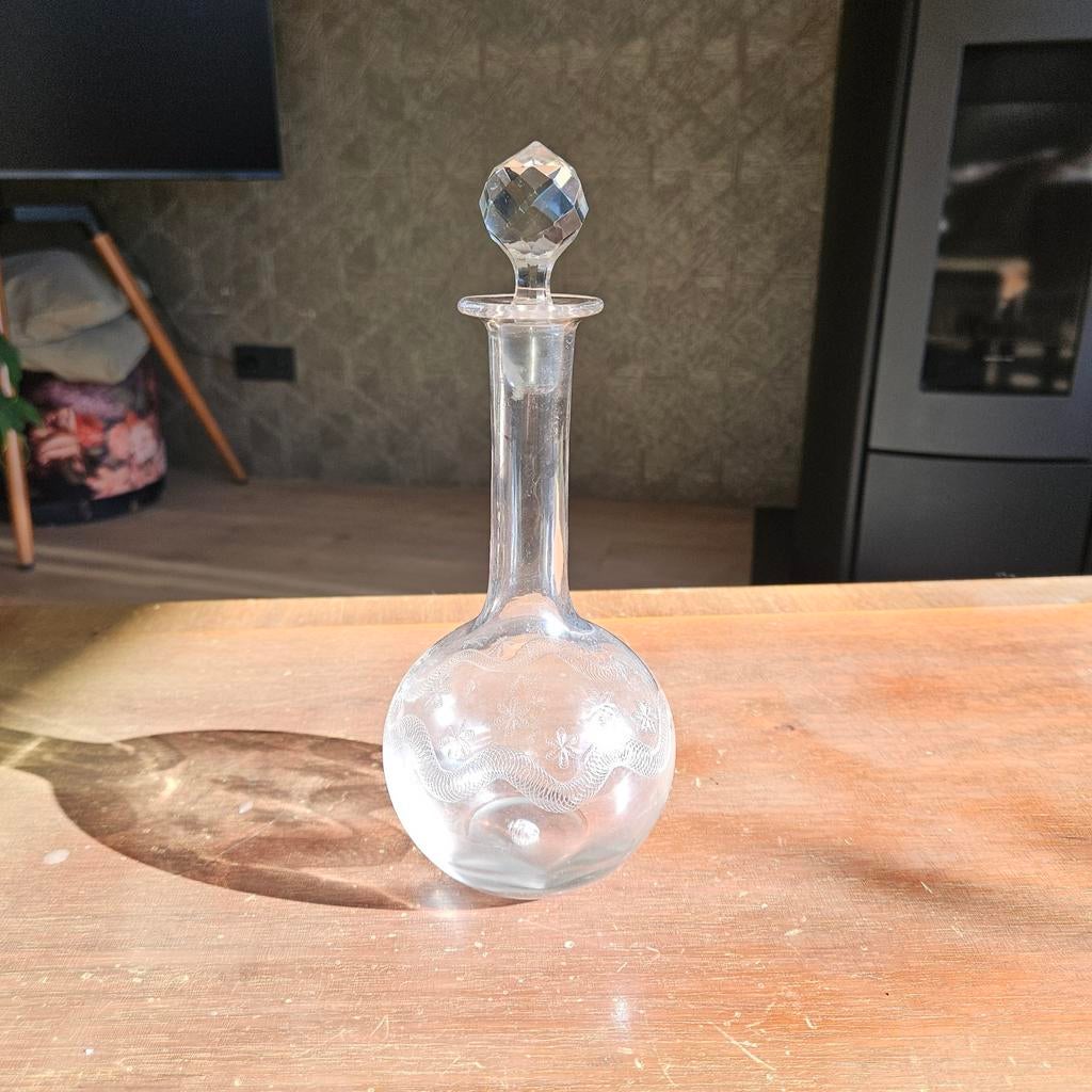 Antieke karaf (globekaraf/bolkaraf) uit 19e eeuw, Antiek en Kunst, Antiek | Glas en Kristal, Ophalen of Verzenden