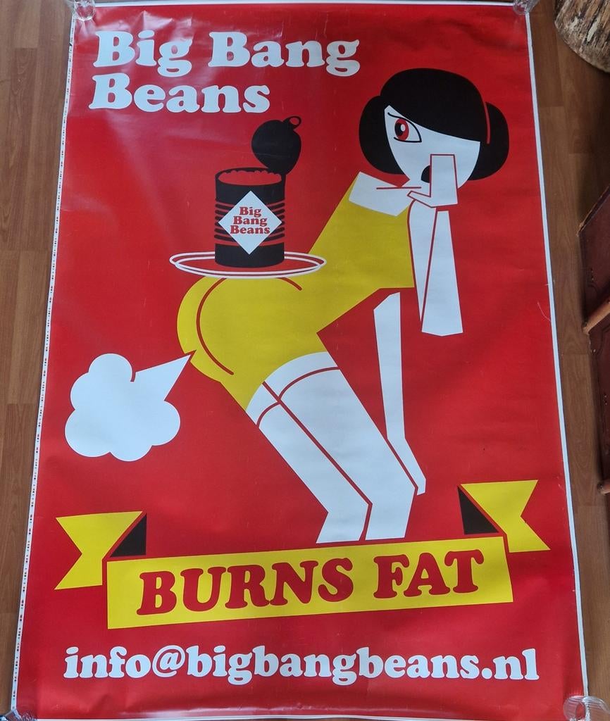 Big Bang Beans - Vintage reclameposter, Antiek en Kunst, Kunst | Litho's en Zeefdrukken, Ophalen of Verzenden