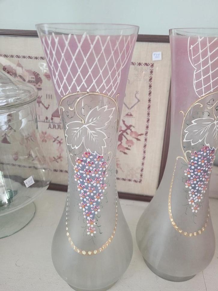 2 antieke glazen vazen set prijs 79.95, Antiek en Kunst, Antiek | Vazen, Ophalen of Verzenden