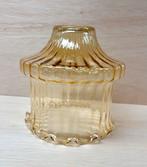Vintage frans glazen hanglampje, geel glas, Gebruikt, Overige kleuren, Rond, Ophalen of Verzenden