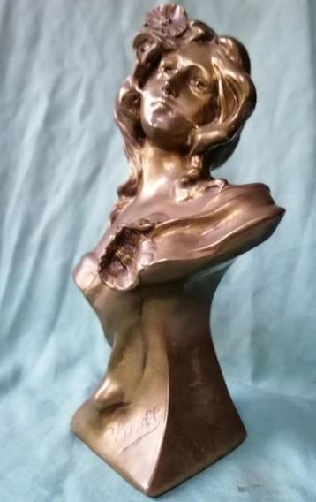 Koperen Art Nouveau beeld Vrouw Chance Geluk beschikbaar voor biedingen