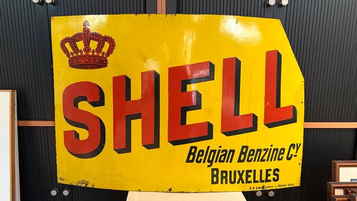 Shell Emaille Bord - 1927 - Belgische Benzinemaatschappij, Antiek en Kunst, Antiek | Emaille, Ophalen