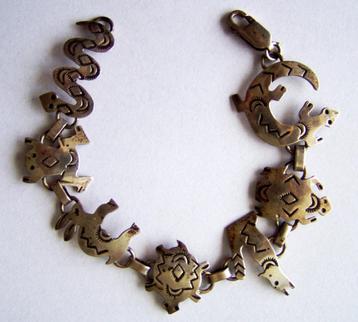 Sterling Zilveren armband met diverse dieren, Antiek beschikbaar voor biedingen