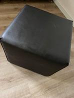 Chocoladebruine leren poef / bijzettafel, Ophalen, Minder dan 50 cm, Vierkant, Leer